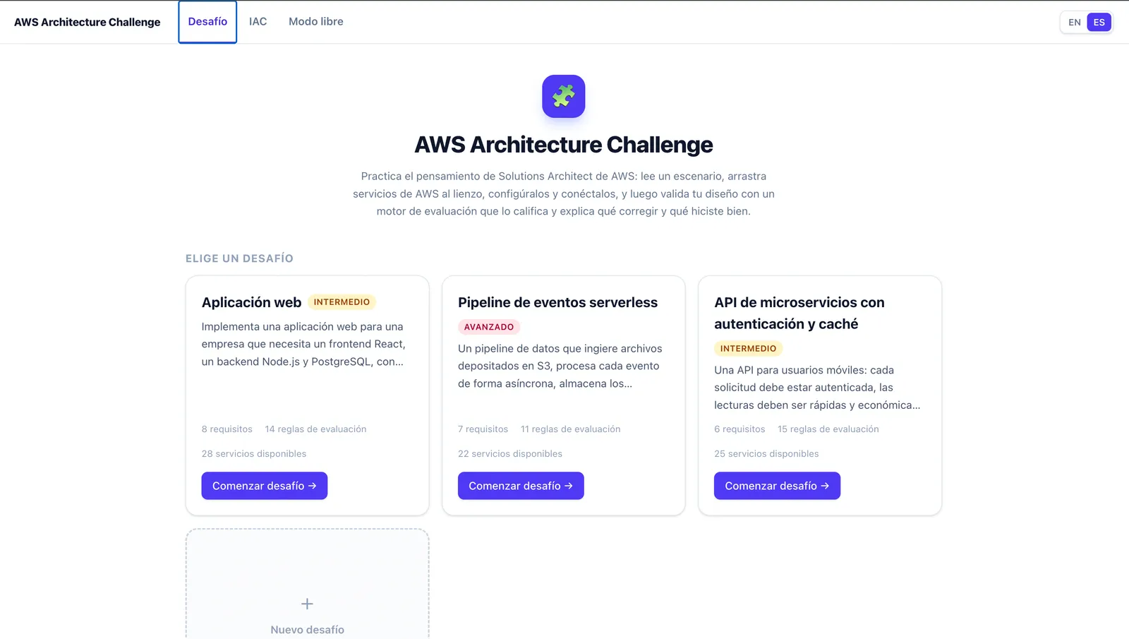 Screenshot of AWS Architecture Challenge