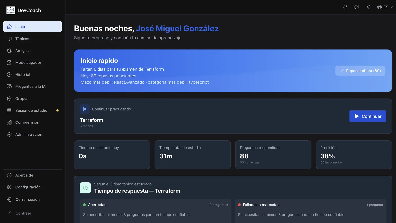 Screenshot of Dev Coach