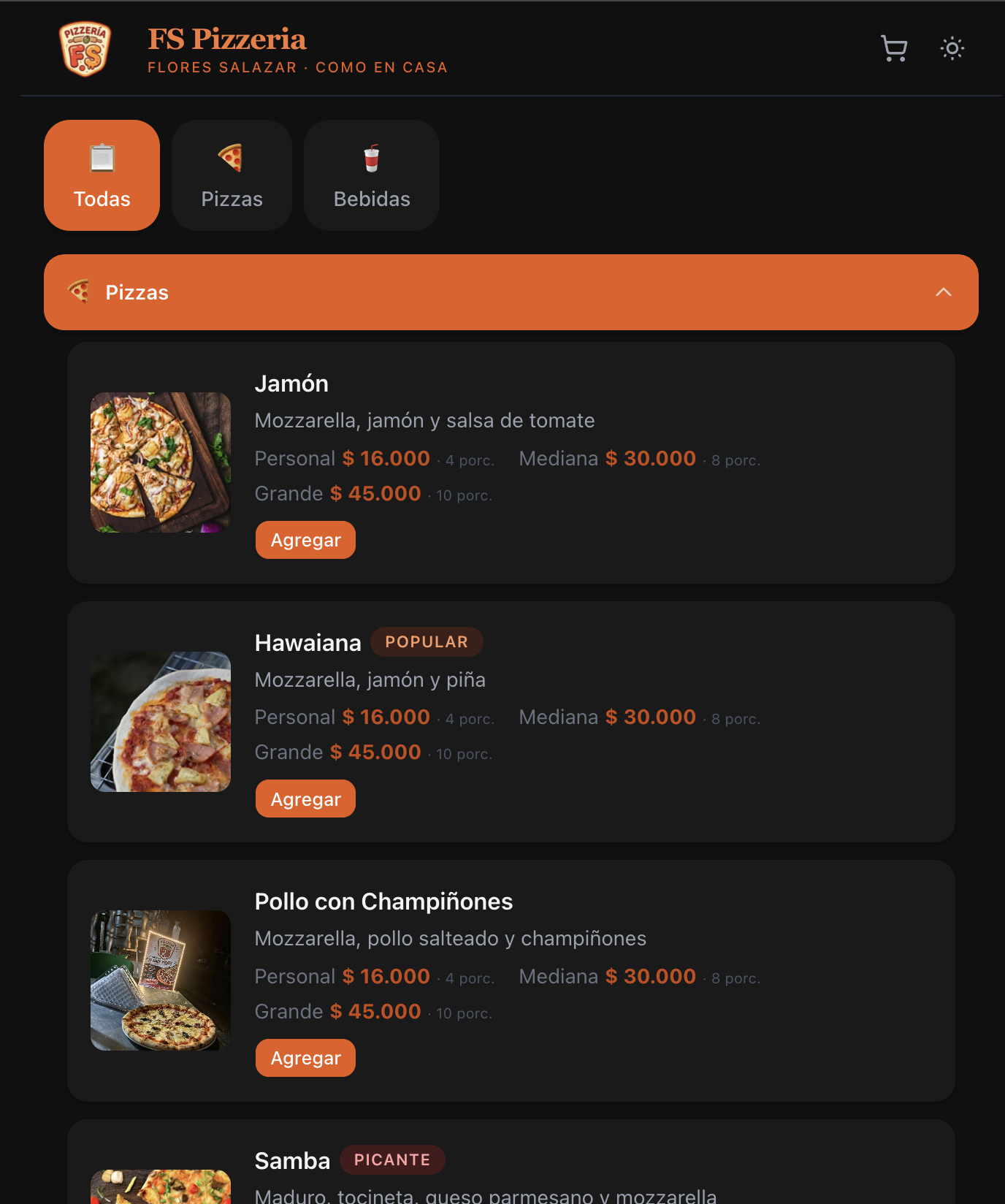 Screenshot of FS Pizzeria